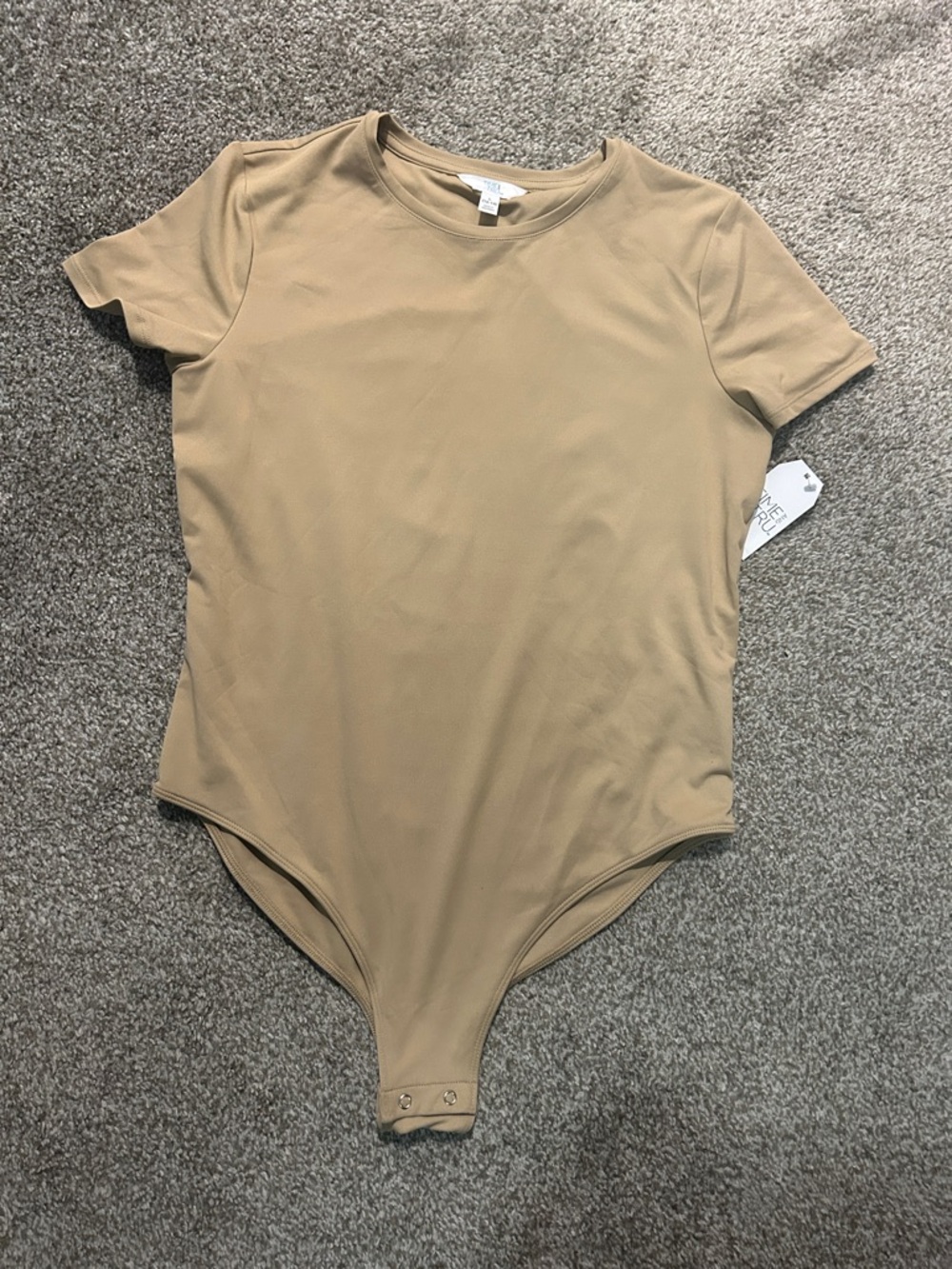 Basic Short Sleeve Snap Bodysuit - Tan